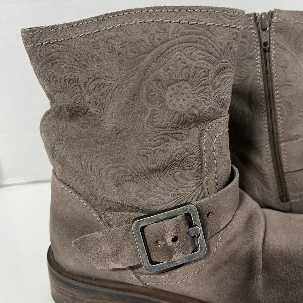 Miz Mooz New York Draper Boots 37 Leather Taupe Brown Biker Made Spain - Picture 2 of 12